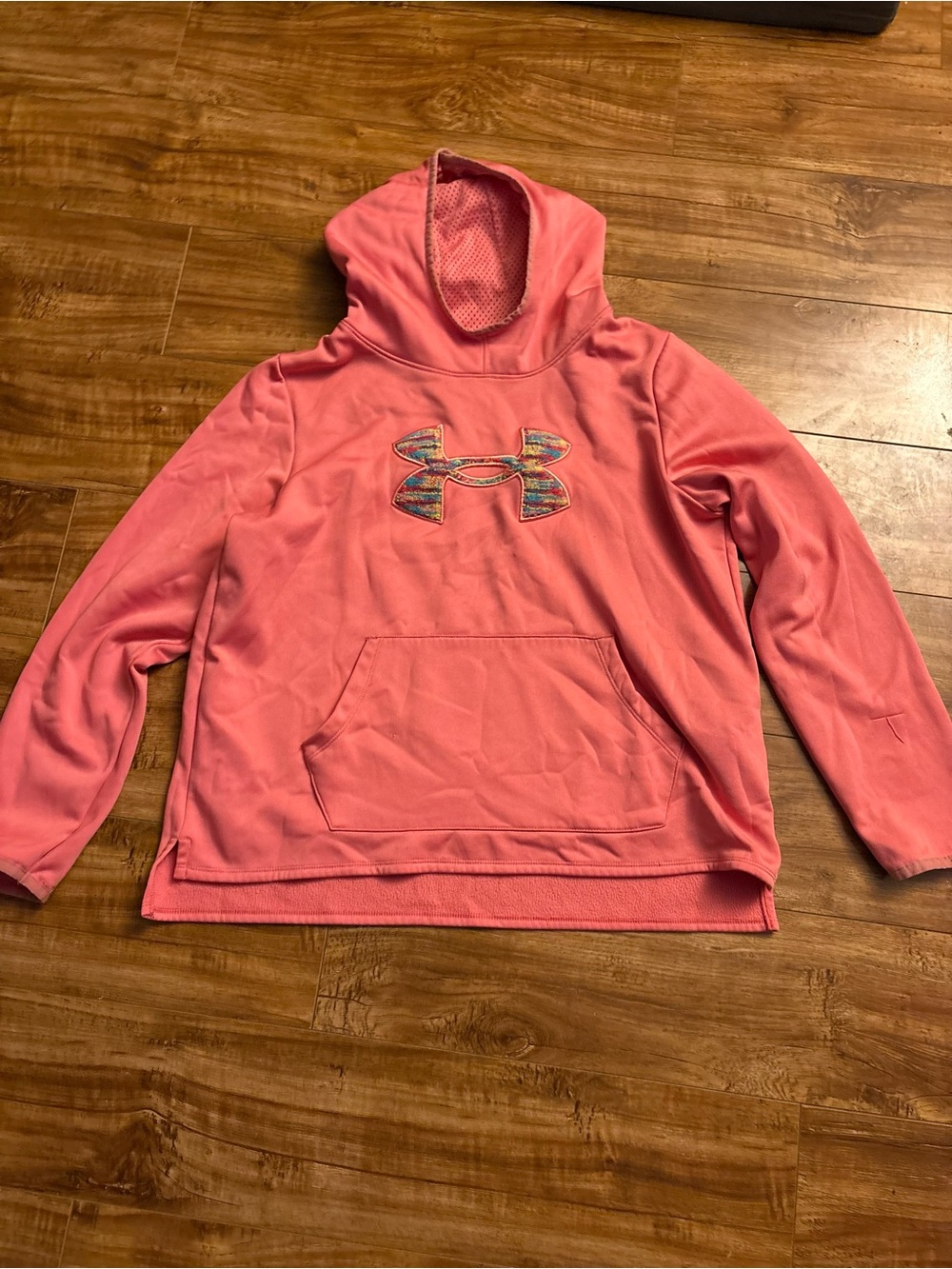Under Armour Pink Hooded Sweatshirt with Multicolor Logo
